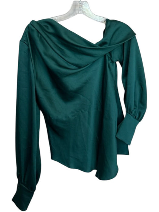 Jonathan Simkhai Size S Forest Green Acetate Long Sleeve Off Shoulder Top Forest Green / S