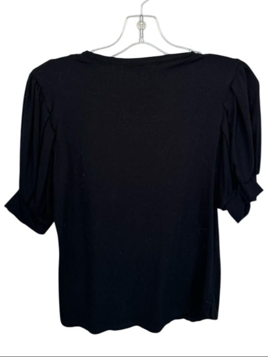 Frame Size M Black Viscose Blend Short Balloon Sleeve Stretch Top Black / M