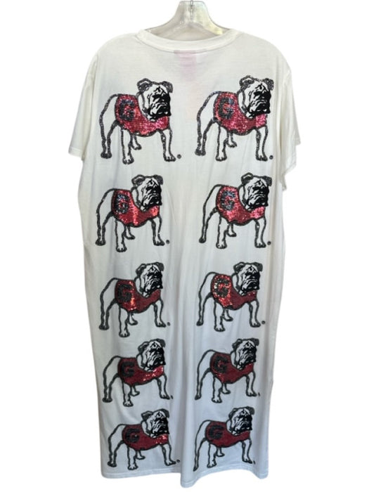 Queen of Sparkles Size M White & Red Cotton Blend Sequins UGA Bulldog Dress White & Red / M