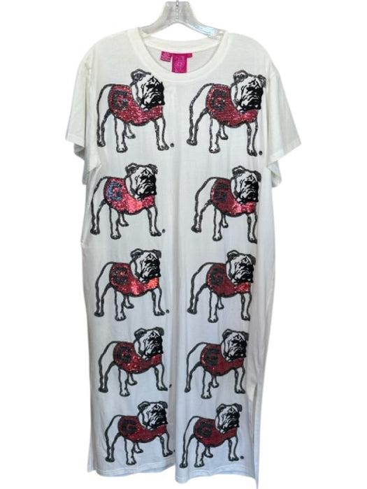 Queen of Sparkles Size M White & Red Cotton Blend Sequins UGA Bulldog Dress White & Red / M