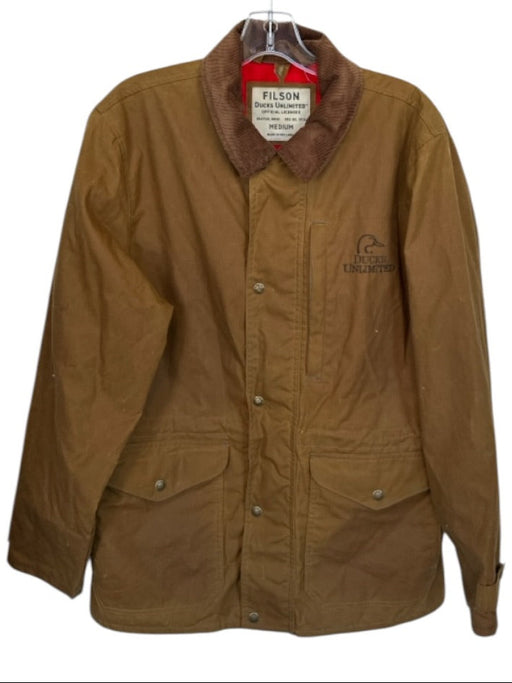 Filson AS IS Brown & Red Coated Canvas full zip Fleece Lining Work Men's Coat Brown & Red / M