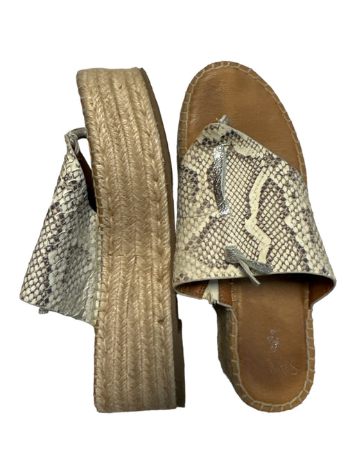 Franco Sarto Shoe Size 9.5 Cream & Brown Leather Snake Print Platform Espadrille Cream & Brown / 9.5