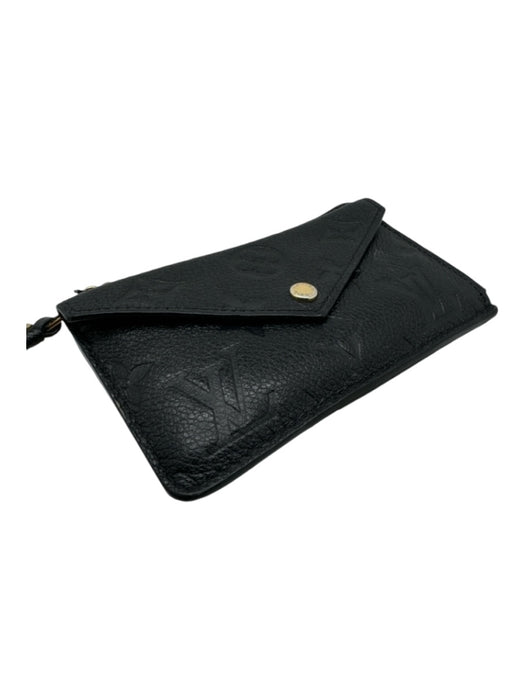 Louis Vuitton Black Leather Zip & Button Monogram Card holder Keychain Wallets Black