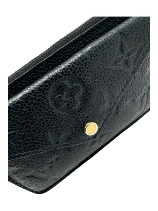 Louis Vuitton Black Leather Zip & Button Monogram Card holder Keychain Wallets Black