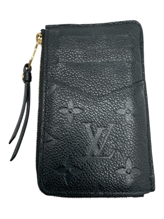 Louis Vuitton Black Leather Zip & Button Monogram Card holder Keychain Wallets Black