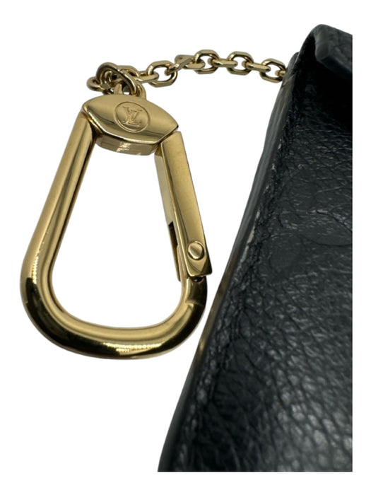 Louis Vuitton Black Leather Zip & Button Monogram Card holder Keychain Wallets Black