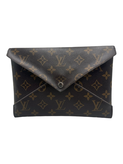 Louis Vuitton Brown & Tan Coated Canvas Gold Tone Hardware Clutch Bag Brown & Tan / Small