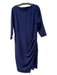 NYDJ Size 14 Blue Back Zip Round Neck 3/4 Sleeve Below the Knee Dress Blue / 14