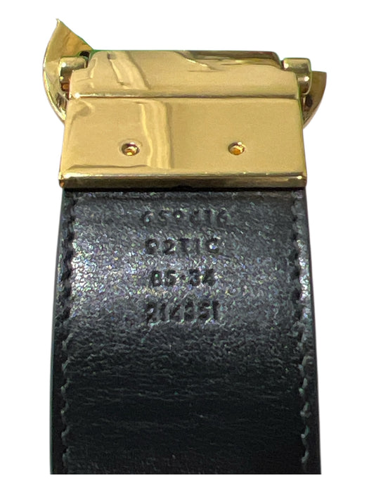 Gucci Brown & Tan Coated Logo Gold Buckle Double G's Reversible Belts Brown & Tan / 85/34