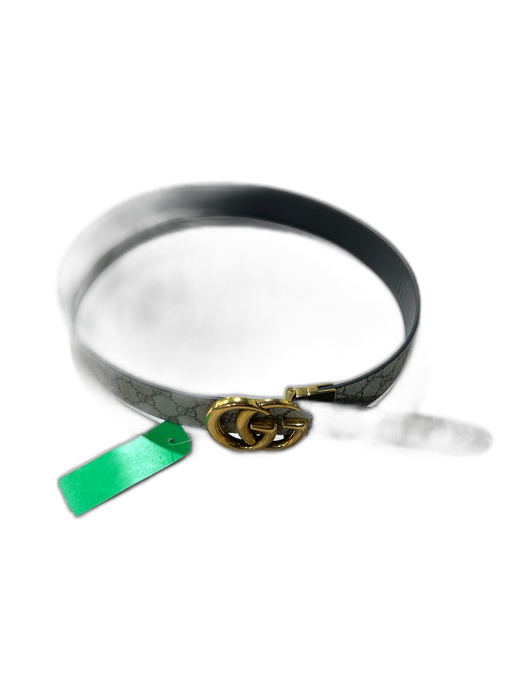 Gucci Brown & Tan Coated Logo Gold Buckle Double G's Reversible Belts Brown & Tan / 85/34