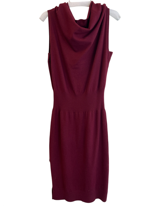Elan Size L Maroon Acrylic Blend Knit Cowl Neck Sleeveless Gathered Waist Dress Maroon / L