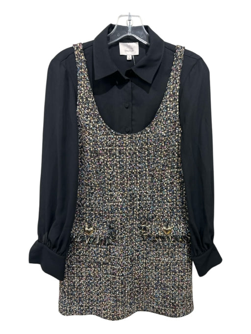 5a7 Cinq a Sept Size 2 Black, Gold, Multi Polyester Tweed Metallic Thread Dress Black, Gold, Multi / 2