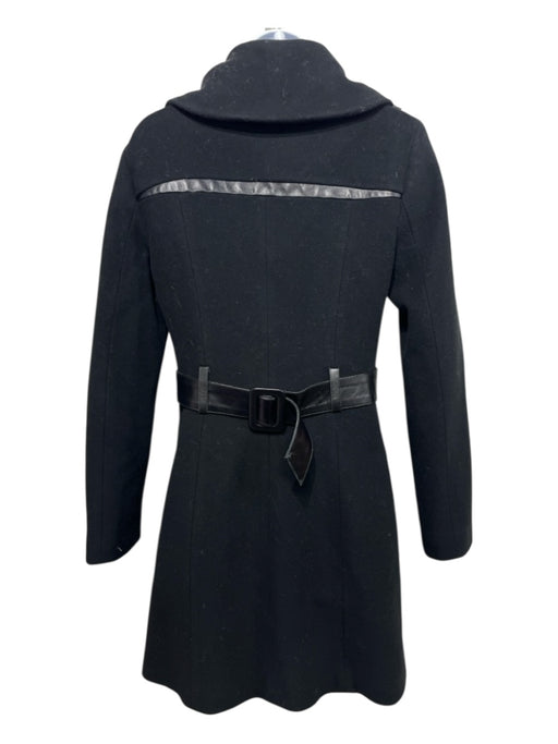 Mackage Size S Black Wool Blend Zip Up Pockets Belt attached Collar Coat Black / S