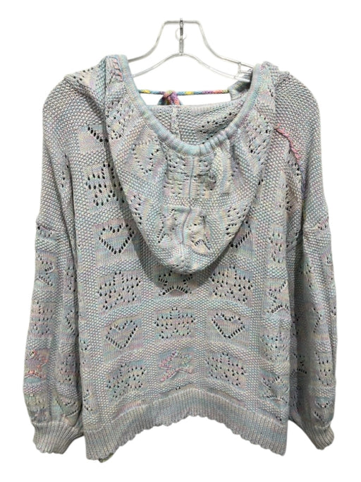Loveshackfancy Size S Gray, Pink, Purple Cotton Open Knit Pockets Hoodie Sweater Gray, Pink, Purple / S