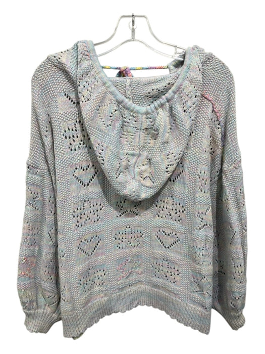 Loveshackfancy Size S Gray, Pink, Purple Cotton Open Knit Pockets Hoodie Sweater Gray, Pink, Purple / S