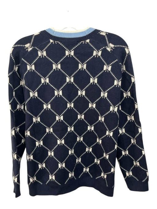 Maje Size S / 1 Navy, White, Blue Viscose V Neck Button Down Bows Sweater Navy, White, Blue / S / 1