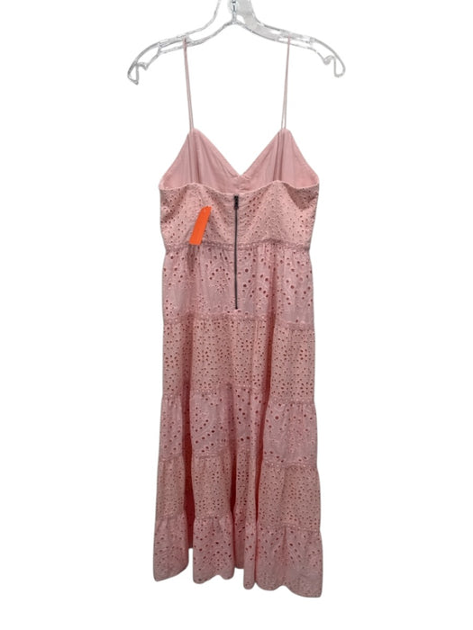 Alice + Olivia Size 4 Pink Cotton Button Up Floral Eyelet Embroidered Dress Pink / 4
