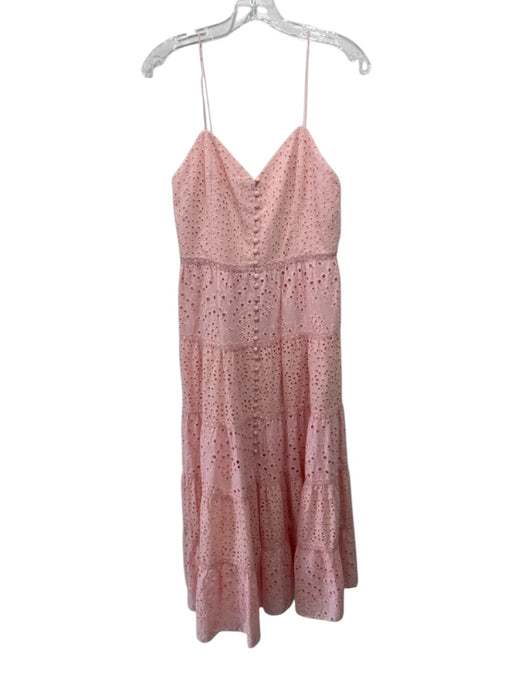 Alice + Olivia Size 4 Pink Cotton Button Up Floral Eyelet Embroidered Dress Pink / 4
