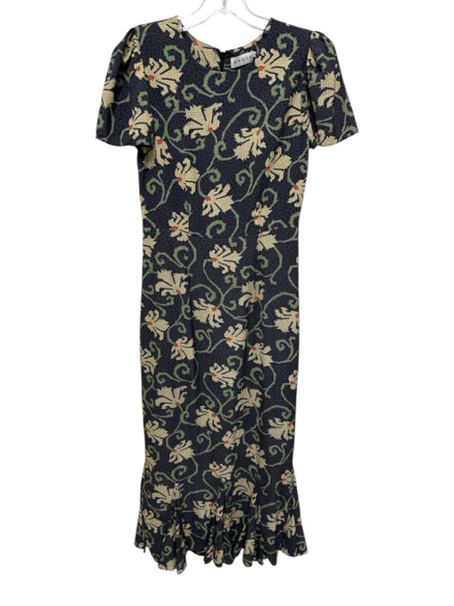 Rhode Size 2 Blue, Green, Multi Viscose Abstract Floral Cap Sleeve Peplum Dress Blue, Green, Multi / 2