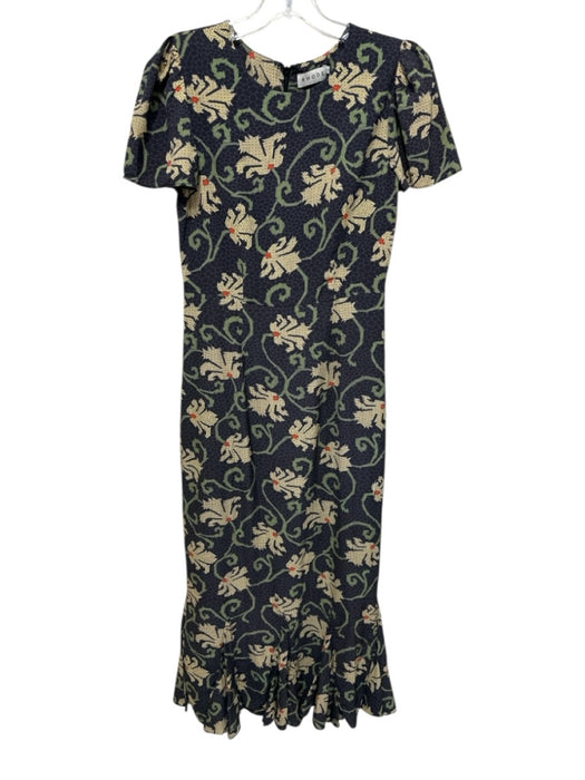 Rhode Size 2 Blue, Green, Multi Viscose Abstract Floral Cap Sleeve Peplum Dress Blue, Green, Multi / 2