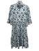 Meadows Size 2 White & Blue Cotton Tiered Floral Print Mock Neck Dress White & Blue / 2