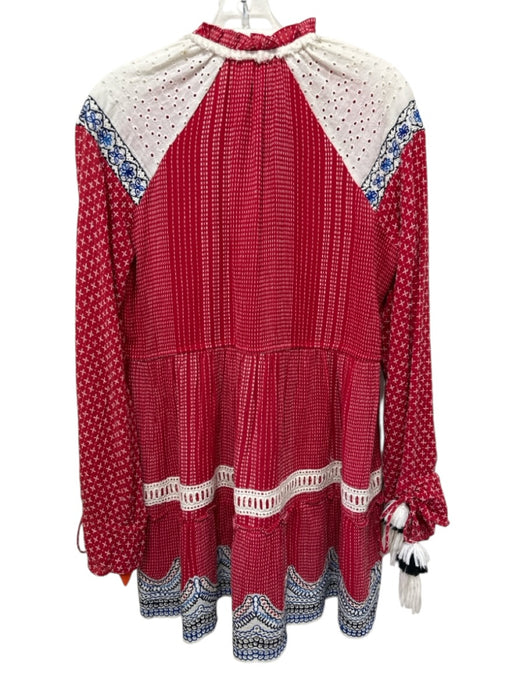 Hemant & Nandita Size S Red, White, Multi Cotton Embroidered Stitch Detail Dress Red, White, Multi / S