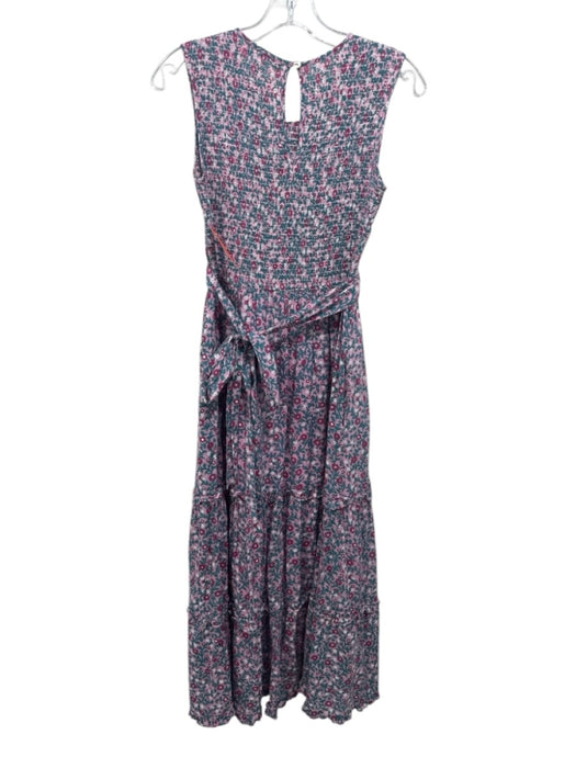 Banjanan Size S Purple, Teal, Multi Cotton Ruffle Details Floral Print Dress Purple, Teal, Multi / S