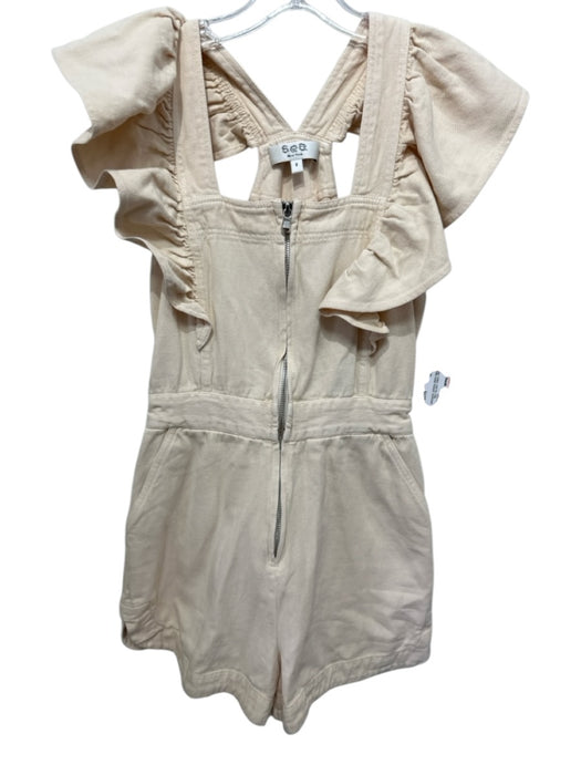 Sea New York Size 2 Light Orange Cotton Half Zip Cap Sleeve Ruffle Detail Dress Light Orange / 2