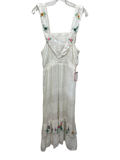 Loveshackfancy Size S Ivory, Green, Multi Cotton Micro Pleated Smocked Dress Ivory, Green, Multi / S