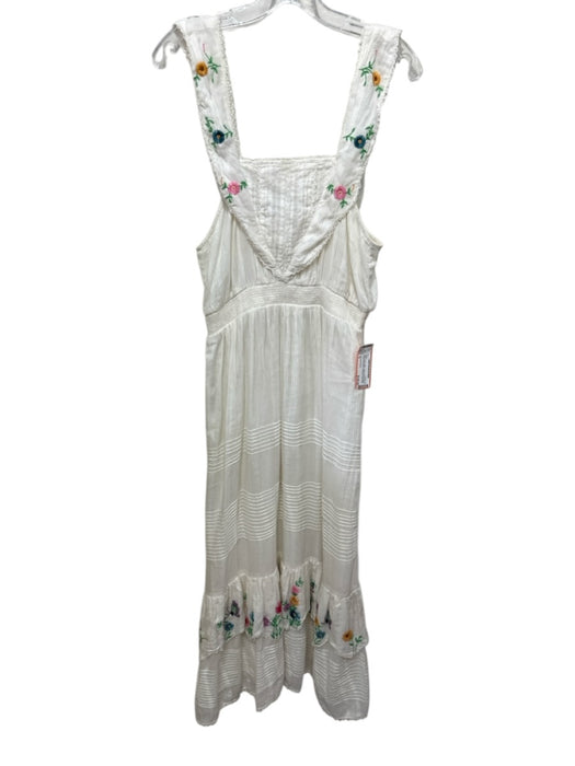 Loveshackfancy Size S Ivory, Green, Multi Cotton Micro Pleated Smocked Dress Ivory, Green, Multi / S