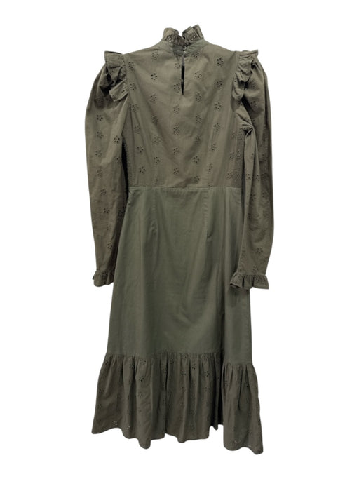 Hyacinth House Size XS Green Cotton Floral Eyelet Smocked Detail Ruffles Dress Green / XS