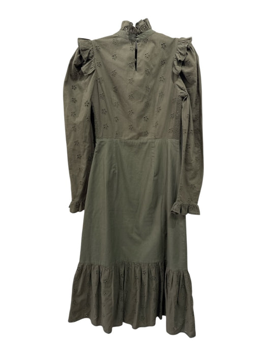 Hyacinth House Size XS Green Cotton Floral Eyelet Smocked Detail Ruffles Dress Green / XS