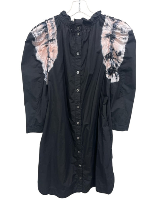 Sea New York Size 2 Black, Pink, White Cotton Long Sleeve Tie Dye Detail Dress Black, Pink, White / 2