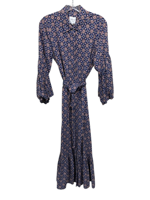 Misa Size XS blue, pink, multi Cotton & Rayon Abstract Print Button Up Dress blue, pink, multi / XS
