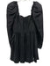 Aje. Size 8 Black Linen Blend Long Sleeve Square Neck Back Zip Peplum Dress Black / 8