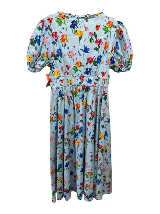 Hill House Size S Blue, Yellow, Multi Cotton Button Up Floral Print V Neck Dress Blue, Yellow, Multi / S