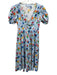Hill House Size S Blue, Yellow, Multi Cotton Button Up Floral Print V Neck Dress Blue, Yellow, Multi / S