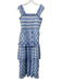 English Factory Size S Blue & White Polyester Gingham Sleeveless Smocked Dress Blue & White / S