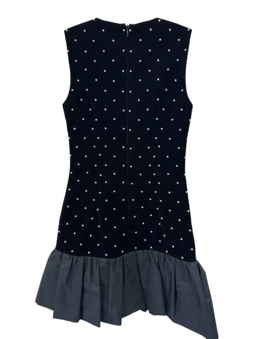Rebecca Vallance Size 2 Black Polyester & Rayon Velvet Pearls Sleeveless Dress Black / 2