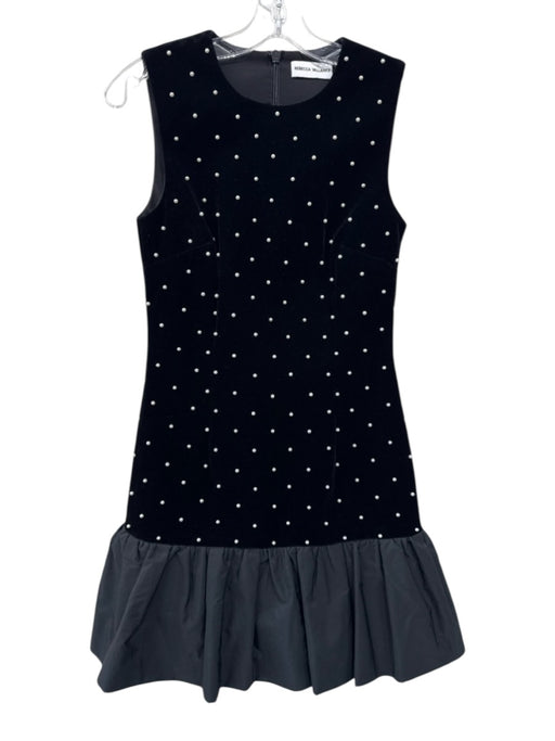 Rebecca Vallance Size 2 Black Polyester & Rayon Velvet Pearls Sleeveless Dress Black / 2
