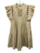 Sea New York Size S Beige Cotton Micro Pleats Twist Detail Cap Sleeve Dress Beige / S