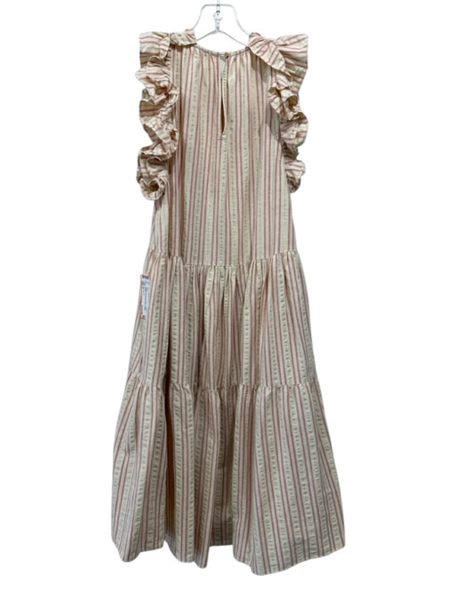 Ulla Johnson Size 2 Cream, Red, Gold Cotton Striped Metallic Thread Dress Cream, Red, Gold / 2