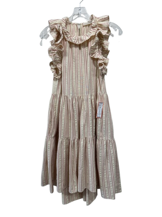 Ulla Johnson Size 2 Cream, Red, Gold Cotton Striped Metallic Thread Dress Cream, Red, Gold / 2