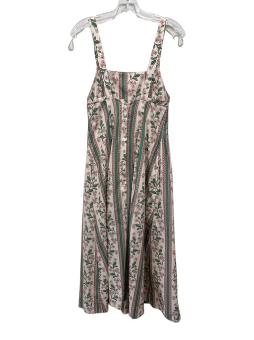 Agua by Agua Bendita Size S White, Pink, Green Cotton Micro Pleats Dress White, Pink, Green / S