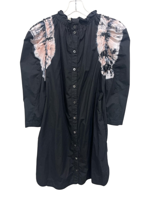 Sea New York Size 2 Black, Pink, White Cotton Long Sleeve Tie Dye Detail Dress Black, Pink, White / 2