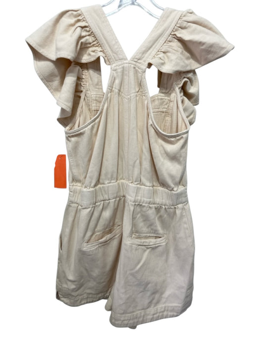 Sea New York Size 2 Light Orange Cotton Half Zip Cap Sleeve Ruffle Detail Romper Light Orange / 2