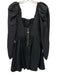Aje. Size XS Black Linen Blend Long Sleeve Square Neck Back Zip Peplum Dress Black / XS