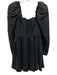 Aje. Size XS Black Linen Blend Long Sleeve Square Neck Back Zip Peplum Dress Black / XS