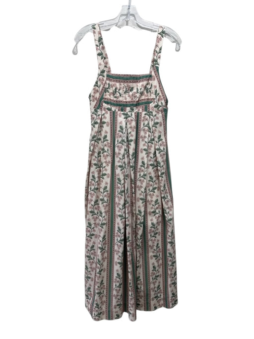 Agua by Agua Bendita Size S White, Pink, Green Cotton Micro Pleats Dress White, Pink, Green / S