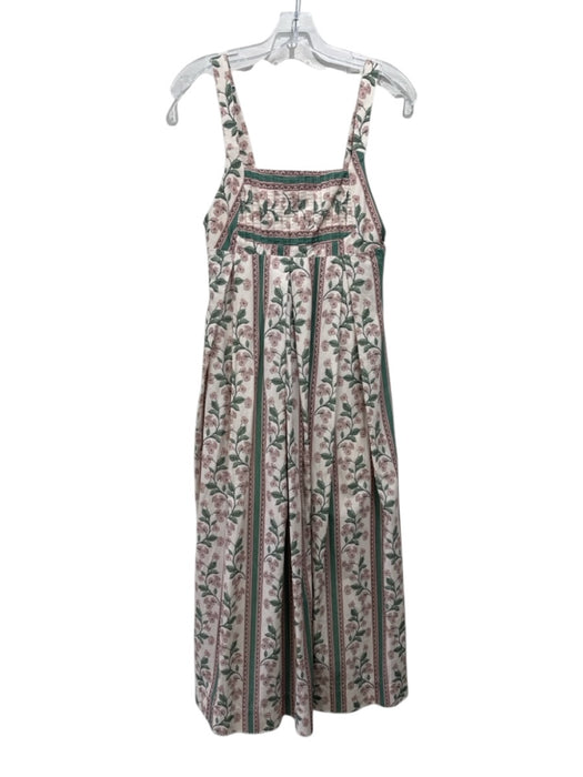 Agua by Agua Bendita Size S White, Pink, Green Cotton Micro Pleats Dress White, Pink, Green / S